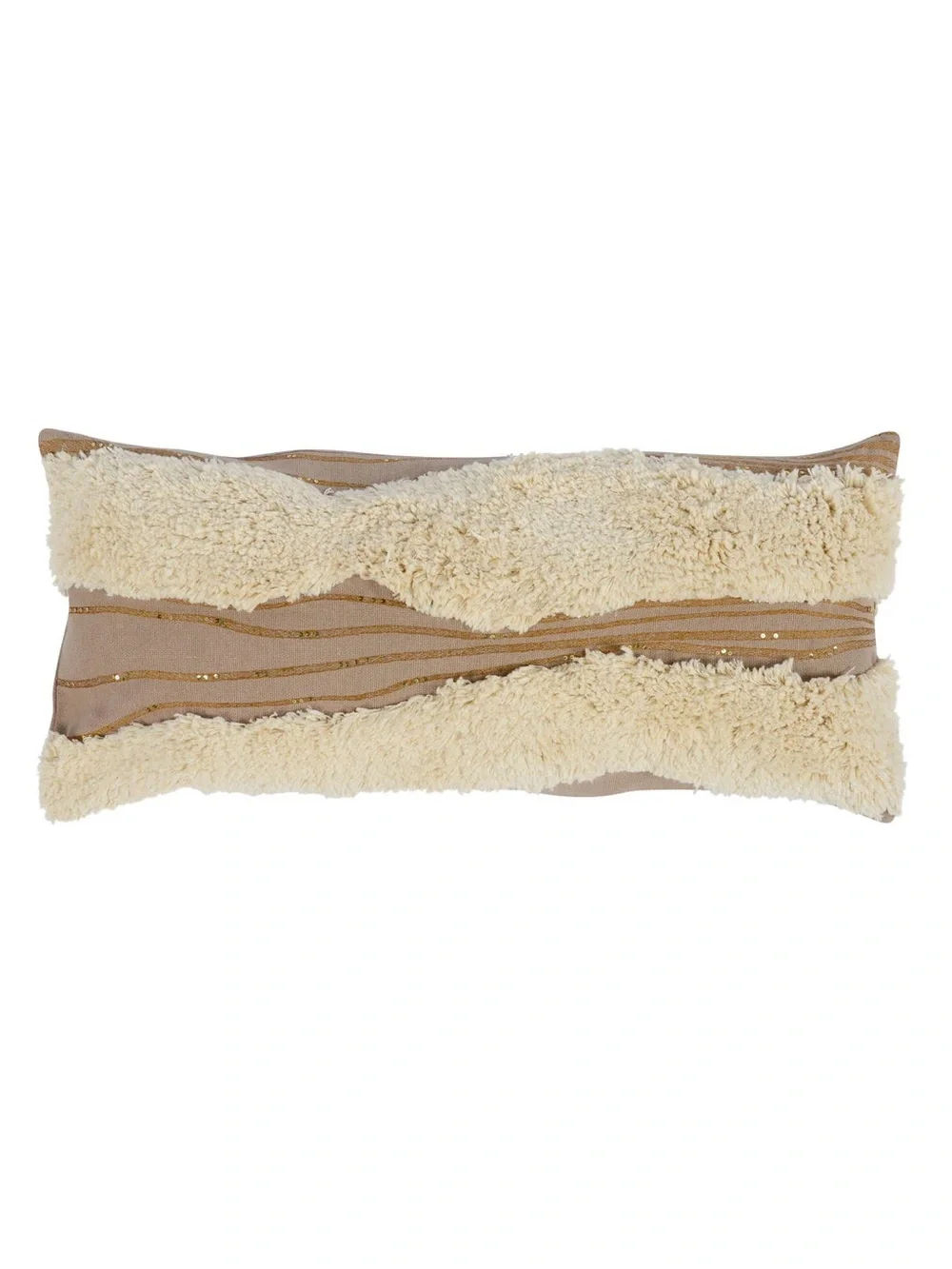 NWT VILLA Plush Sherpa Accent Pillow in Cream and Tan